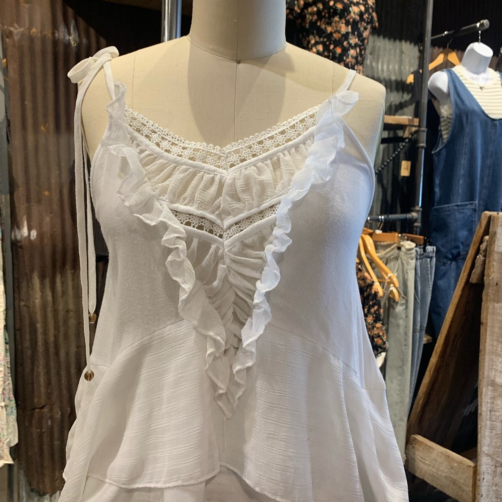 POL White Ruffled Camisole Top